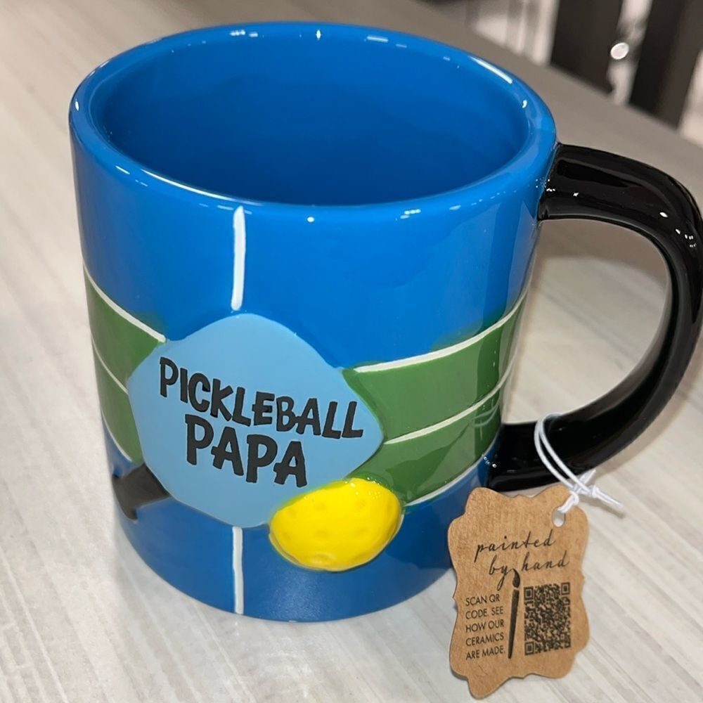 New Pickleball Papa Dad hand painted Amazing gift of the year Coffee Cup Mug NWT